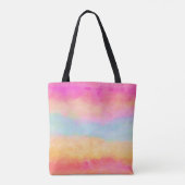 Roze blauwe gele regenboog Abstracte strepen Tote Bag (Achterkant)