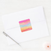 Roze blauwe gele regenboog Abstracte strepen Vierkante Sticker (Envelop)