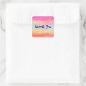 Roze blauwe gele regenboog Abstracte strepen Vierkante Sticker (Tas)