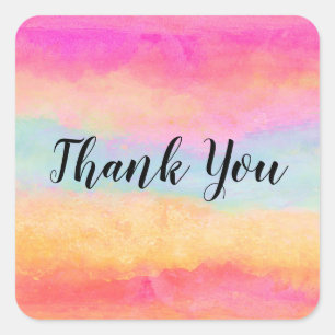 Roze blauwe gele regenboog Abstracte strepen Vierkante Sticker