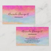 Roze blauwe gele regenboog Abstracte strepen Visitekaartje (Voorkant / Achterkant)