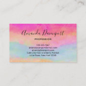 Roze blauwe gele regenboog Abstracte strepen Visitekaartje (Achterkant)