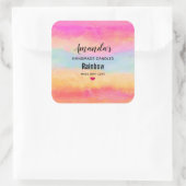 Roze blauwe gele regenboog Abstracte Stripenkast Vierkante Sticker (Tas)