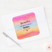 Roze blauwe gele regenboog Abstracte Stripenkast Vierkante Sticker (Envelop)