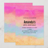 Roze blauwe gele regenboog Abstracte stripes Birth Kaart (Voorkant / Achterkant)