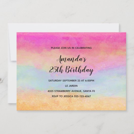 Roze blauwe gele regenboog Abstracte stripes Birth Kaart (Voorkant)