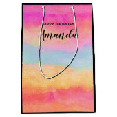 Roze blauwe gele regenboog Abstracte stripes Birth Medium Cadeauzakje (Voorkant)