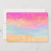 Roze blauwe gele regenboog Abstracte stripes Birth Save The Date (Achterkant)