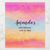 Roze blauwe gele regenboog Abstracte stripes Birth Wijn Etiket (Enkel label)