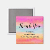 Roze blauwe gele regenboogstripes Hartelijk dank Magneet (Voorkant / Achterkant)