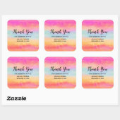 Roze blauwe gele regenboogstripes Hartelijk dank Vierkante Sticker (Vel)