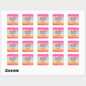 Roze blauwe gele regenboogstripes vierkante sticker (Vel)