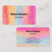 Roze blauwe gele regenboogstrips Waterverf Visitekaartje (Voorkant / Achterkant)