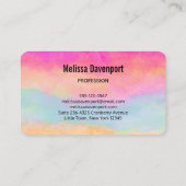 Roze blauwe gele regenboogstrips Waterverf Visitekaartje (Achterkant)
