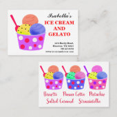 Roze blauwe gele rode ijskap Gelato Visitekaartje (Voorkant / Achterkant)