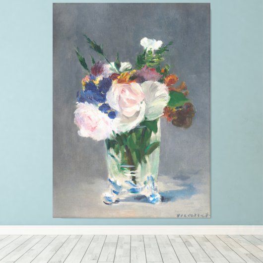 roze blauwe gele ventilator in vet canvas afdruk (Insitu (Houten vloer))