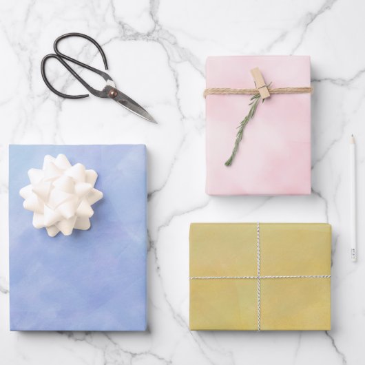 Roze blauwe gele Waterverf Inpakpapier Vel (Voorkant)