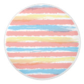 Roze blauwe gele Waterverf Stripes Keramische Knop (Voorkant)