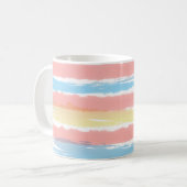 Roze blauwe gele Waterverf Stripes Koffiemok (Voorkant links)