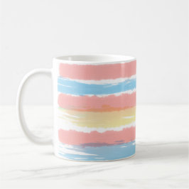 Roze blauwe gele Waterverf Stripes Koffiemok