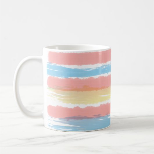 Roze blauwe gele Waterverf Stripes Koffiemok (Links)