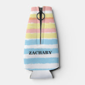 Roze blauwe gele Waterverf Stripes Partij Naam Flesjeskoeler (Achterkant)