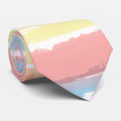 Roze blauwe gele Waterverf Stripes Stropdas (Opgerold)