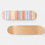 Roze blauwe gele witte Waterverf Stripes Persoonlijk Skateboard (Horizontaal)