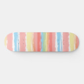 Roze blauwe gele witte Waterverf Stripes Persoonlijk Skateboard (Horizontaal)