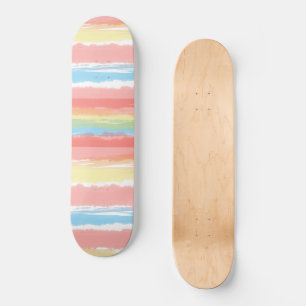 Roze blauwe gele witte Waterverf Stripes Persoonlijk Skateboard
