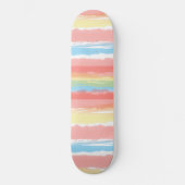 Roze blauwe gele witte Waterverf Stripes Persoonlijk Skateboard (Voorkant)