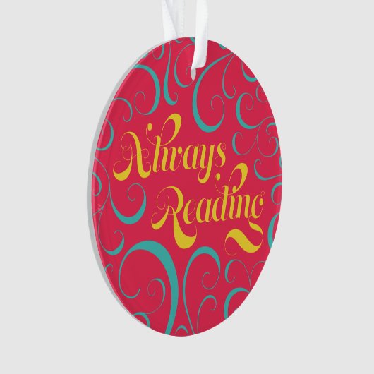 Roze Blauwe Gele Zwempen lezen altijd koekjes Ornament (voorkant)