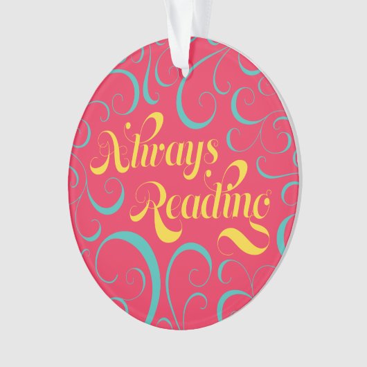 Roze Blauwe Gele Zwempen lezen altijd koekjes Ornament (voorkant)