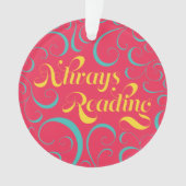 Roze Blauwe Gele Zwempen lezen altijd koekjes Ornament (voorkant)