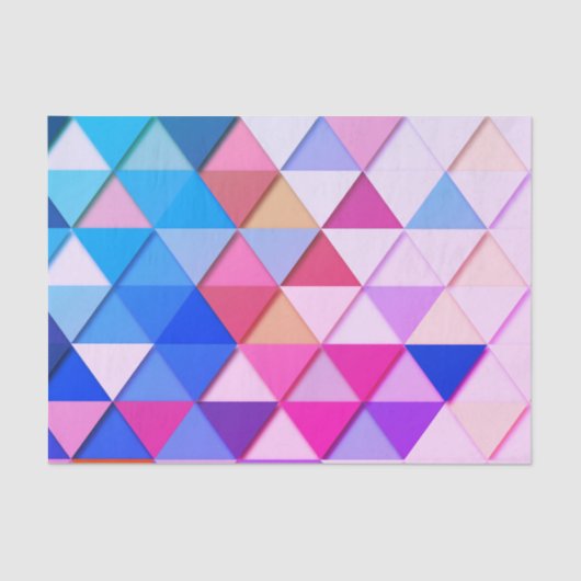 Roze & blauwe geometrische driehoek tissuepapier (Voorkant)