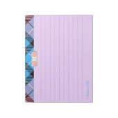 Roze Blauwe Geruite Aangepaste Monogram Bright Lil Notitieblok (Linkerzijde)