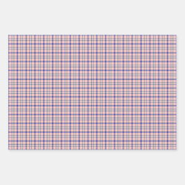 Roze Blauwe Geruite Klassieke Patroon Retro Inpakpapier Vel