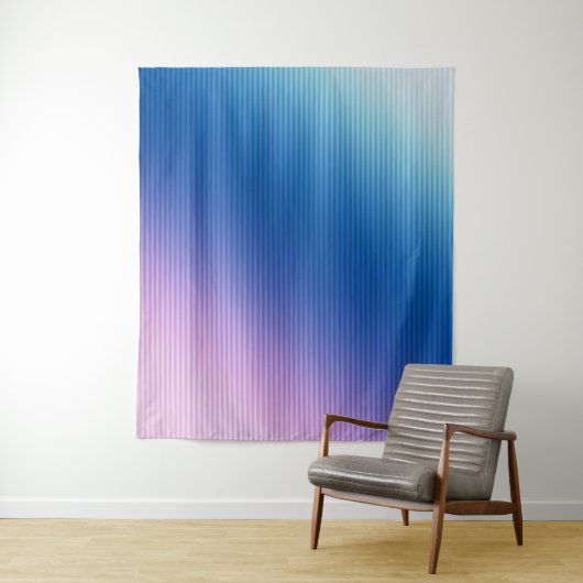 Roze blauwe gestreepte gradiënt wandkleed (In situ)