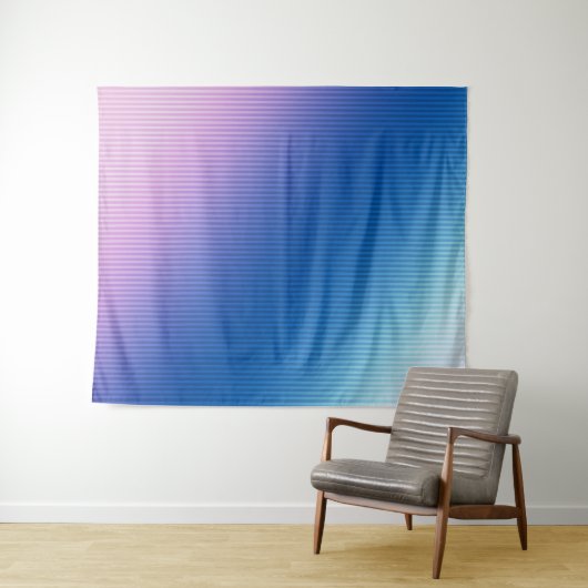 Roze blauwe gestreepte gradiënt wandkleed (In Situ (horizontaal))