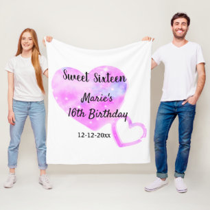 roze blauwe glinster hart sterren 16e verjaardag t fleece deken