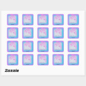 Roze Blauwe Glitter Bedankt Naam Sweet 16e Vierkante Sticker (Vel)