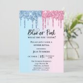 Roze blauwe glitter druppelt op tegen de achtergro kaart (Staand voorkant)