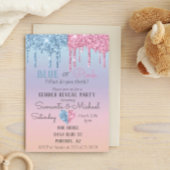 Roze blauwe glitter druppelt op tegen de achtergro kaart