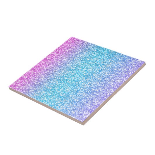 Roze & Blauwe Glitter en Sparkles Tegeltje (Zijkant)