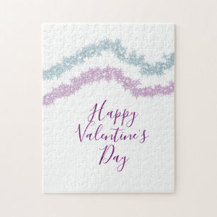 roze blauwe glitter glans gelukkige Valentijnsdag Legpuzzel