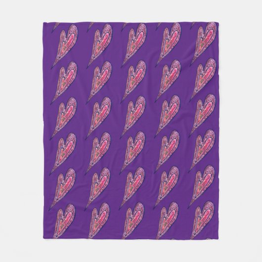 Roze blauwe glitter Harten Kunst Vleece Throw Blan Fleece Deken (Voorkant)