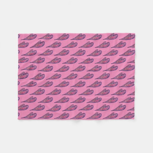 Roze blauwe glitter Harten Kunst Vleece Throw Blan Fleece Deken (Voorkant (Horizontaal))