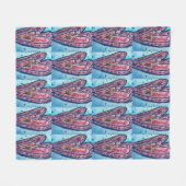 Roze blauwe glitter Harten Kunst Vleece Throw Blan Fleece Deken (Voorkant (Horizontaal))