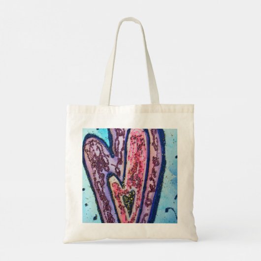 Roze blauwe glitter Harts Aangepaste Canvas tassen (Achterkant)