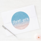 Roze Blauwe Glitter Trendy Bedankt Ronde Sticker (Envelop)